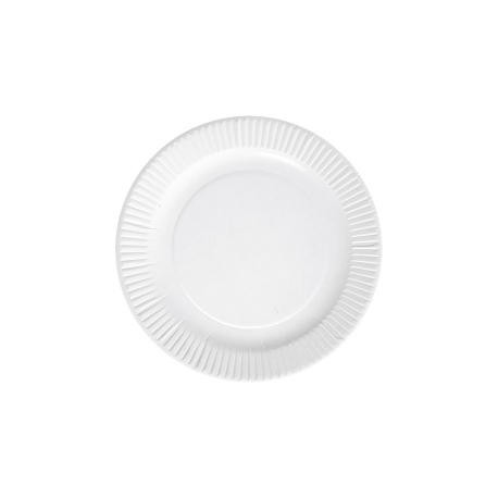 100 Assiettes en carton blanc 18cm - biodégradables